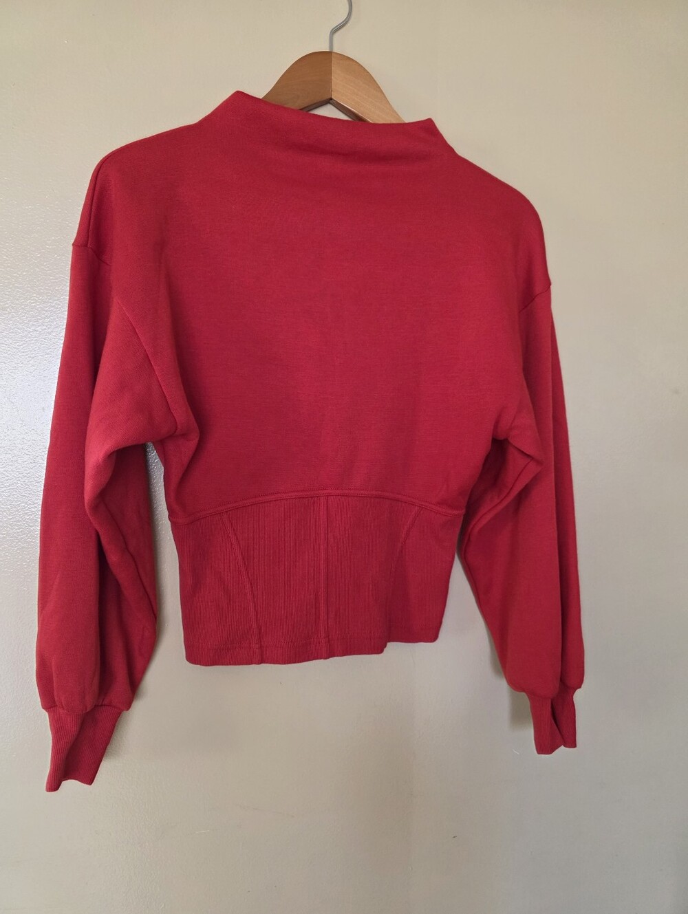 Maeve Anthropologie Corset Waist Sweatshirt S Red Mock Neck